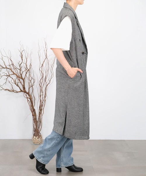 ＡＮＤＪ（アンドジェイ）の「【2022/AW】ツイードテーラードロングジレ（ベスト・レディース・オフホワイト/ブラウン/チャコール・M）」の7枚目の写真