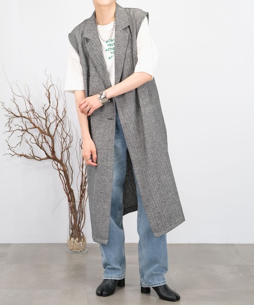 ＡＮＤＪ（アンドジェイ）の「【2022/AW】ツイードテーラードロングジレ（ベスト・レディース・オフホワイト/ブラウン/チャコール・M）」の8枚目の写真