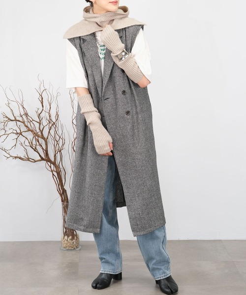 ＡＮＤＪ（アンドジェイ）の「【2022/AW】ツイードテーラードロングジレ（ベスト・レディース・オフホワイト/ブラウン/チャコール・M）」の11枚目の写真