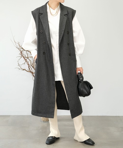 ＡＮＤＪ（アンドジェイ）の「【2022/AW】ツイードテーラードロングジレ（ベスト・レディース・オフホワイト/ブラウン/チャコール・M）」の14枚目の写真