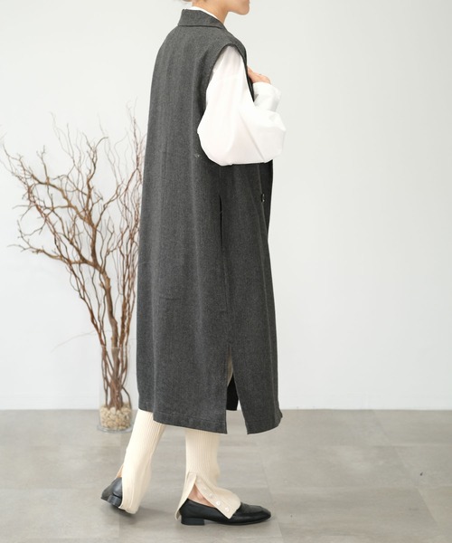 ＡＮＤＪ（アンドジェイ）の「【2022/AW】ツイードテーラードロングジレ（ベスト・レディース・オフホワイト/ブラウン/チャコール・M）」の16枚目の写真