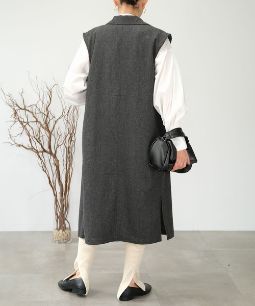 ＡＮＤＪ（アンドジェイ）の「【2022/AW】ツイードテーラードロングジレ（ベスト・レディース・オフホワイト/ブラウン/チャコール・M）」の18枚目の写真