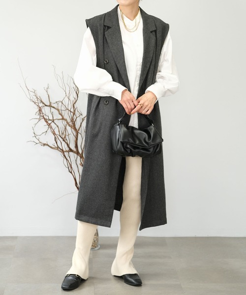 ＡＮＤＪ（アンドジェイ）の「【2022/AW】ツイードテーラードロングジレ（ベスト・レディース・オフホワイト/ブラウン/チャコール・M）」の19枚目の写真