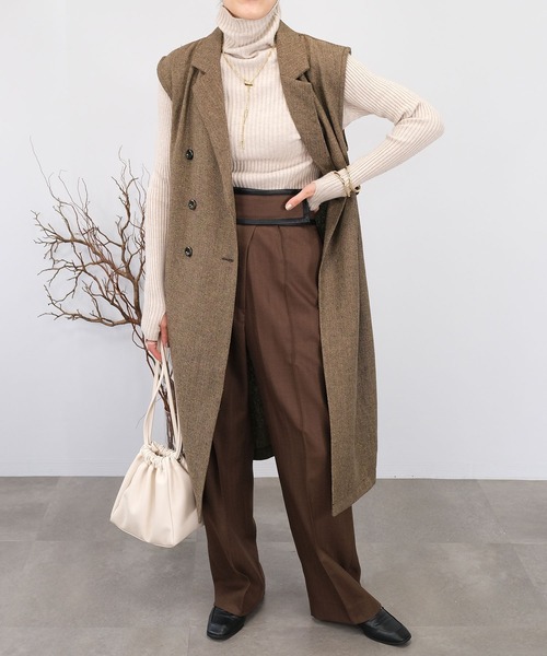 ＡＮＤＪ（アンドジェイ）の「【2022/AW】ツイードテーラードロングジレ（ベスト・レディース・オフホワイト/ブラウン/チャコール・M）」の20枚目の写真