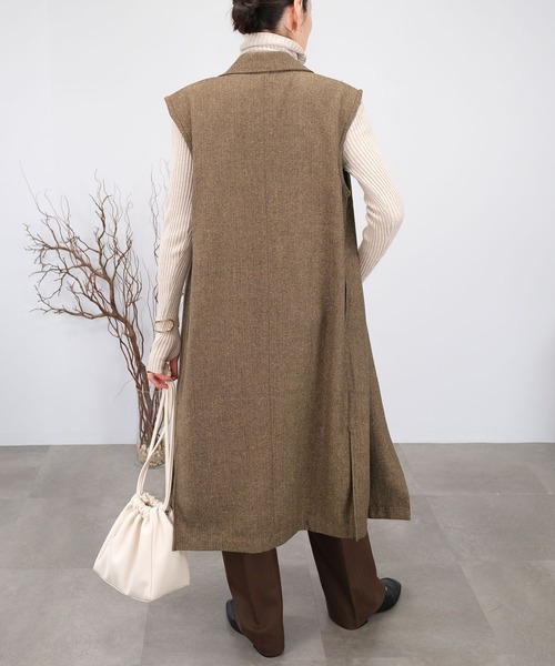ＡＮＤＪ（アンドジェイ）の「【2022/AW】ツイードテーラードロングジレ（ベスト・レディース・オフホワイト/ブラウン/チャコール・M）」の22枚目の写真