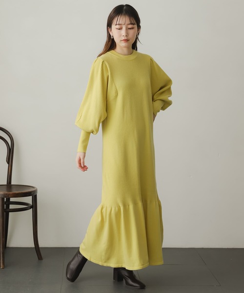 SENSE OF PLACE by URBAN RESEARCH（センスオブプレイスバイアーバンリサーチ）の「マトンスリーブマーメイドワンピース（ワンピース・レディース・ブルー/ブラック/アイボリー/イエロー・ONE）」の7枚目の写真
