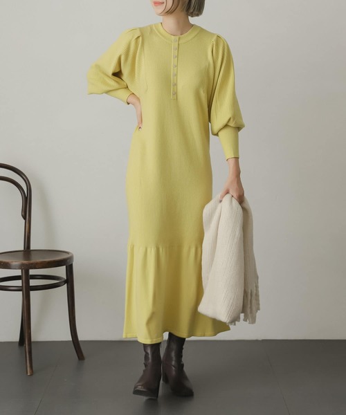 SENSE OF PLACE by URBAN RESEARCH（センスオブプレイスバイアーバンリサーチ）の「マトンスリーブマーメイドワンピース（ワンピース・レディース・ブルー/ブラック/アイボリー/イエロー・ONE）」の10枚目の写真