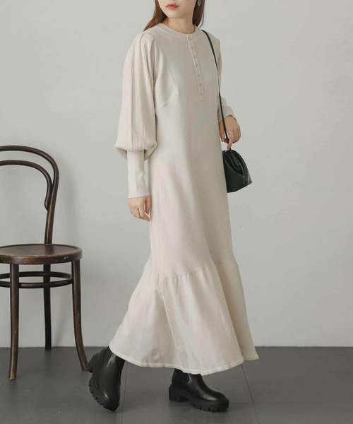 SENSE OF PLACE by URBAN RESEARCH（センスオブプレイスバイアーバンリサーチ）の「マトンスリーブマーメイドワンピース（ワンピース・レディース・ブルー/ブラック/アイボリー/イエロー・ONE）」の17枚目の写真