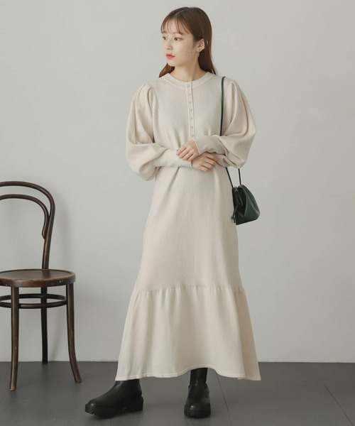 SENSE OF PLACE by URBAN RESEARCH（センスオブプレイスバイアーバンリサーチ）の「マトンスリーブマーメイドワンピース（ワンピース・レディース・ブルー/ブラック/アイボリー/イエロー・ONE）」の19枚目の写真