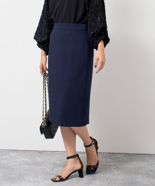 NOLLEY’S(ノーリーズ)の「ウォッシャブルダブルクロススーツスカート(スカート・レディース・ネイビー/ベージュ・36/38/40)」の2枚目の写真