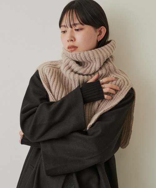 Aunt Marie's（アントマリーズ）の「ハイネックスヌード（ネックウォーマー/スヌード・レディース・アイボリー/ライム/ベージュ・FREE）」の5枚目の写真