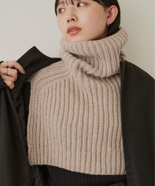 Aunt Marie's（アントマリーズ）の「ハイネックスヌード（ネックウォーマー/スヌード・レディース・アイボリー/ライム/ベージュ・FREE）」の8枚目の写真