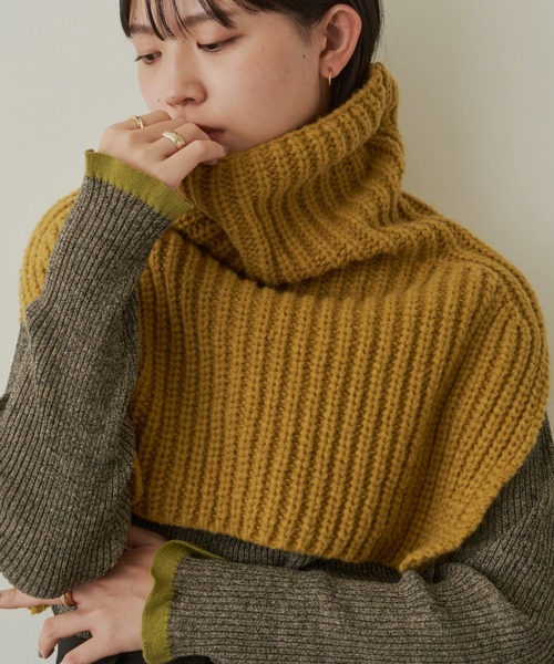 Aunt Marie's（アントマリーズ）の「ハイネックスヌード（ネックウォーマー/スヌード・レディース・アイボリー/ライム/ベージュ・FREE）」の9枚目の写真