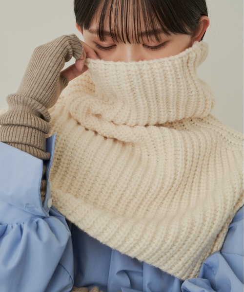 Aunt Marie's（アントマリーズ）の「ハイネックスヌード（ネックウォーマー/スヌード・レディース・アイボリー/ライム/ベージュ・FREE）」の10枚目の写真