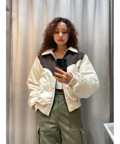 LAGUA GEM(ラグアジェム)の「BI COLOR COMPACT JK コンパクトジャケット(ダウンジャケット/コート・レディース・アイボリー/グリーン・FREE)」の18枚目の写真