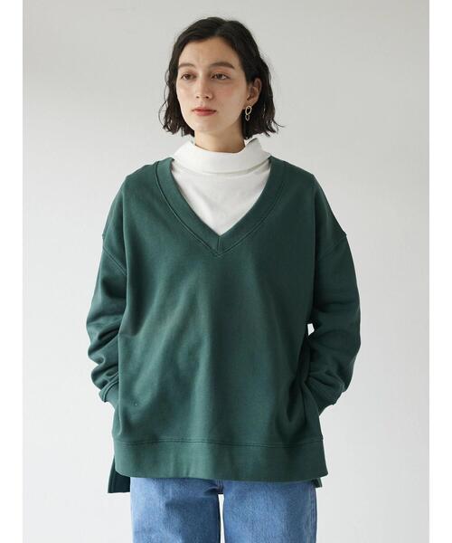 CRAFT STANDARD BOUTIQUE(クラフトスタンダードブティック)の「Vネック裏毛プルオーバー(スウェット・レディース・チャコールグレー/グリーン/ベージュ・FREE)」の19枚目の写真
