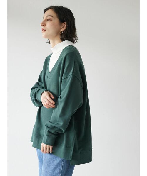 CRAFT STANDARD BOUTIQUE(クラフトスタンダードブティック)の「Vネック裏毛プルオーバー(スウェット・レディース・チャコールグレー/グリーン/ベージュ・FREE)」の20枚目の写真