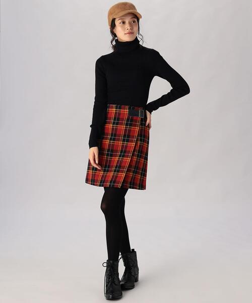 To b. by agnes b.（トゥービーバイアニエスベー）の「WT23 JUPE カラーネップチェックミニスカート（スカート・レディース・レッド・36/38/40）」の6枚目の写真