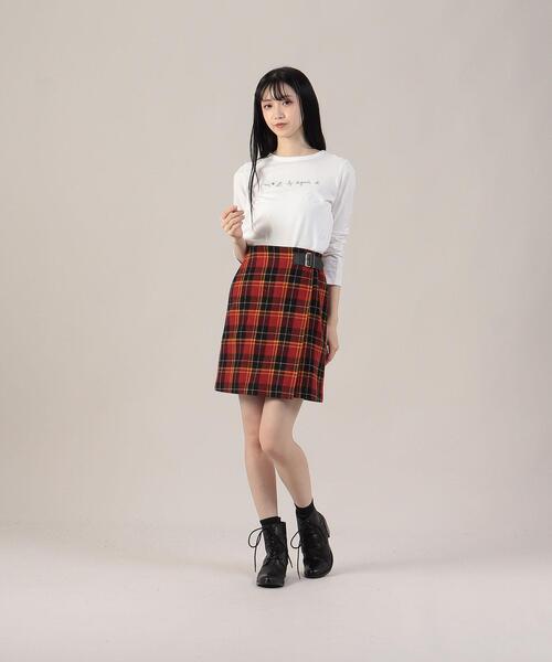 To b. by agnes b.（トゥービーバイアニエスベー）の「WT23 JUPE カラーネップチェックミニスカート（スカート・レディース・レッド・36/38/40）」の10枚目の写真