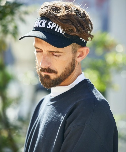 RAWLIFE(ロウライフ)の「BACK SPIN!GOLF/バックスピンゴルフ/Original Logo Sun Visor(サンバイザー・メンズ・ブラック・FREE)」の1枚目の写真