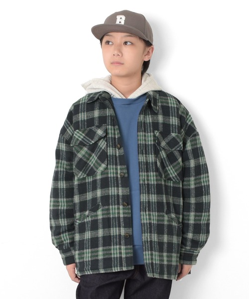 PEN FIELD（ペンフィールド）の「【Penfield】チェックCPOシャツ（カバーオール・キッズ・ネイビー/ブラウン/グレー・170cm/150cm/140cm/160cm）」の4枚目の写真