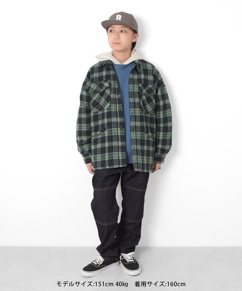 PEN FIELD（ペンフィールド）の「【Penfield】チェックCPOシャツ（カバーオール・キッズ・ネイビー/ブラウン/グレー・170cm/150cm/140cm/160cm）」の6枚目の写真