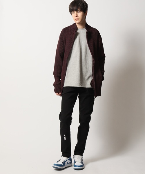 ARCADE（アーケード）の「リブ編みニット スタンド ジップアップ ジャケット（ニット/セーター・メンズ・ワイン/グレー/ブラック/チャコール/ホワイト・M/XL/L）」の15枚目の写真