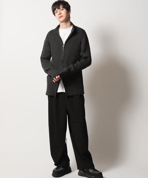 ARCADE（アーケード）の「リブ編みニット スタンド ジップアップ ジャケット（ニット/セーター・メンズ・ワイン/グレー/ブラック/チャコール/ホワイト・M/XL/L）」の14枚目の写真
