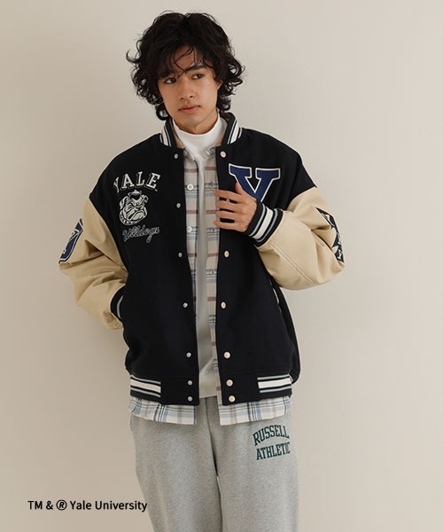 JEANS FACTORY （ジーンズファクトリー）の「【men's FUDGE1月号掲載】[Jeans Factory Clothes/ジーンズファクトリークローズ] YALE カレッジロゴワッペンスタジャン（スタジャン・レディース・ブラック/ネイビー・L/S/M）」の13枚目の写真