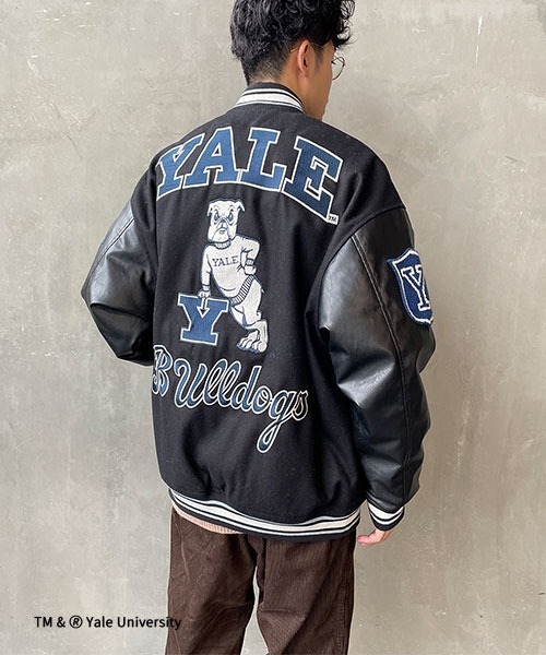 JEANS FACTORY （ジーンズファクトリー）の「【men's FUDGE1月号掲載】[Jeans Factory Clothes/ジーンズファクトリークローズ] YALE カレッジロゴワッペンスタジャン（スタジャン・レディース・ブラック/ネイビー・L/S/M）」の8枚目の写真
