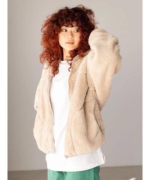 koe（コエ）の「ボアブルゾンパーカー（ブルゾン・レディース・オフホワイト/ブラック/ベージュ/グリーン・FREE）」の12枚目の写真