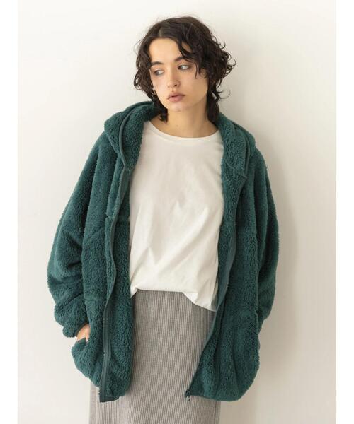 koe（コエ）の「ボアブルゾンパーカー（ブルゾン・レディース・オフホワイト/ブラック/ベージュ/グリーン・FREE）」の14枚目の写真