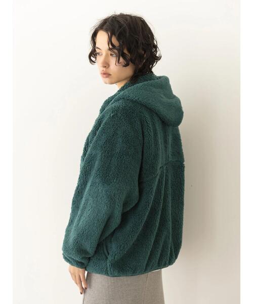 koe（コエ）の「ボアブルゾンパーカー（ブルゾン・レディース・オフホワイト/ブラック/ベージュ/グリーン・FREE）」の15枚目の写真