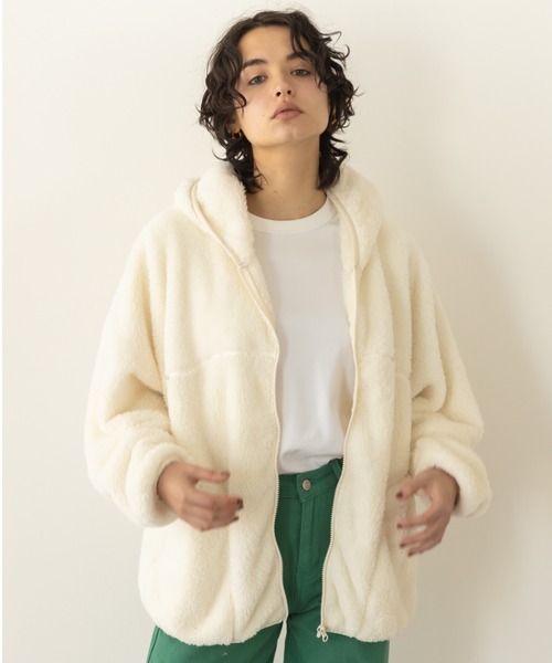 koe（コエ）の「ボアブルゾンパーカー（ブルゾン・レディース・オフホワイト/ブラック/ベージュ/グリーン・FREE）」の11枚目の写真