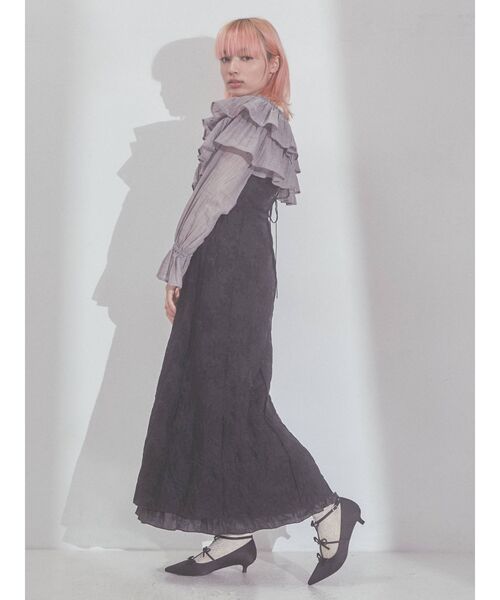 merry jenny（メリージェニー）の「モアショートラッフルブラウス（シャツ/ブラウス・レディース・オフホワイト/チャコールグレー・FREE）」の13枚目の写真