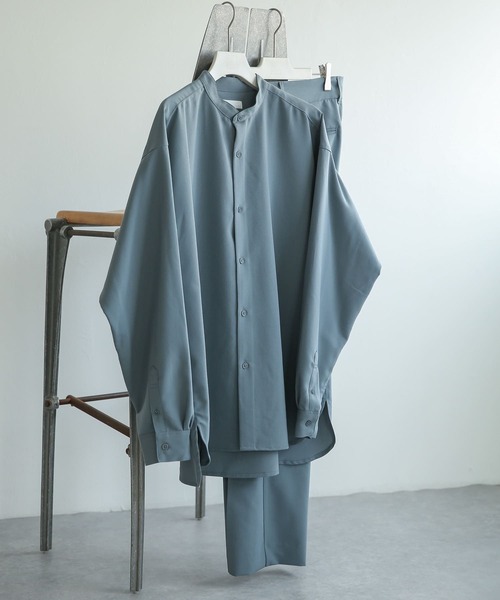 SENSE OF PLACE by URBAN RESEARCH（センスオブプレイスバイアーバンリサーチ）の「『セットアップ対応』 バンドカラールーズシャツ（シャツ/ブラウス・メンズ・ホワイト/ブラック/カーキ/ブルー・MEDIUM/LARGE）」の4枚目の写真