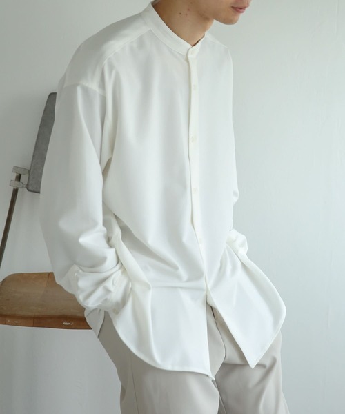 SENSE OF PLACE by URBAN RESEARCH（センスオブプレイスバイアーバンリサーチ）の「『セットアップ対応』 バンドカラールーズシャツ（シャツ/ブラウス・メンズ・ホワイト/ブラック/カーキ/ブルー・MEDIUM/LARGE）」の9枚目の写真