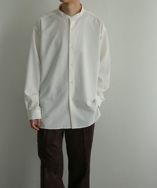 SENSE OF PLACE by URBAN RESEARCH（センスオブプレイスバイアーバンリサーチ）の「『セットアップ対応』 バンドカラールーズシャツ（シャツ/ブラウス・メンズ・ホワイト/ブラック/カーキ/ブルー・MEDIUM/LARGE）」の13枚目の写真