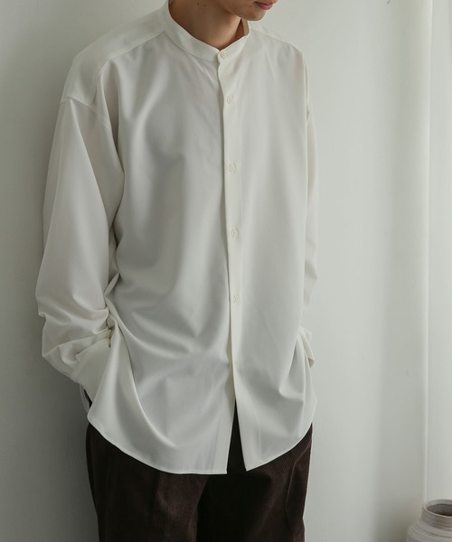 SENSE OF PLACE by URBAN RESEARCH（センスオブプレイスバイアーバンリサーチ）の「『セットアップ対応』 バンドカラールーズシャツ（シャツ/ブラウス・メンズ・ホワイト/ブラック/カーキ/ブルー・MEDIUM/LARGE）」の14枚目の写真