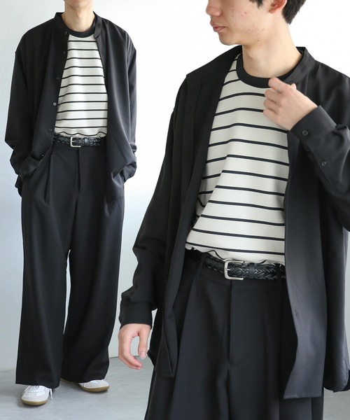 SENSE OF PLACE by URBAN RESEARCH（センスオブプレイスバイアーバンリサーチ）の「『セットアップ対応』 バンドカラールーズシャツ（シャツ/ブラウス・メンズ・ホワイト/ブラック/カーキ/ブルー・MEDIUM/LARGE）」の21枚目の写真