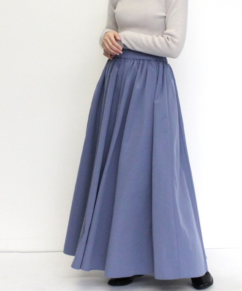 STYLEBLOCK（スタイルブロック）の「ソフトグログランマキシスカート（スカート・レディース・ホワイト系その他/マスタード/ブルー/オリーブ/ブラック/テラコッタ・M）」の2枚目の写真