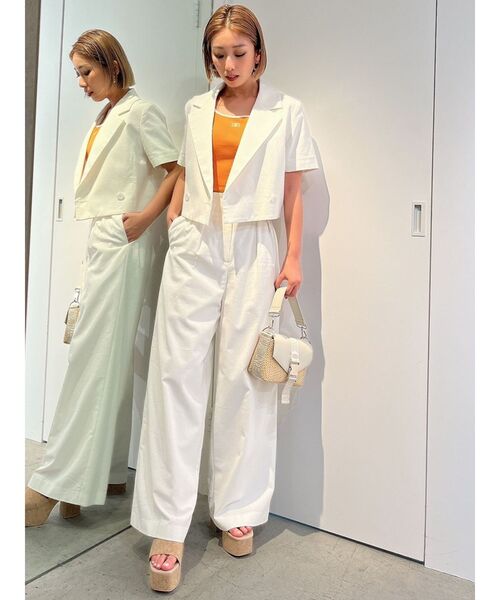 GYDA（ジェイダ）の「Symmetry GYDA リンガーテレコ Tシャツ（Tシャツ/カットソー・レディース・ブラック/オフホワイト/オレンジ・FREE）」の22枚目の写真