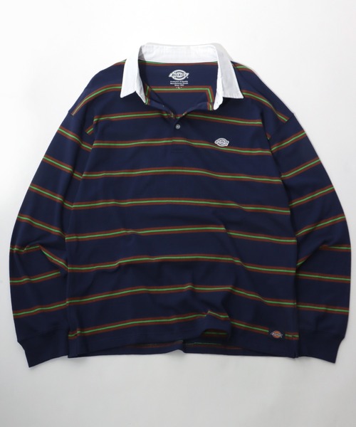 Dickies(ディッキーズ)の「Dickies(ディッキーズ)ボーダーラガーシャツ ロンT(ポロシャツ・メンズ・ホワイト/スミクロ/ネイビー/グリーン・M/L/XL)」の4枚目の写真