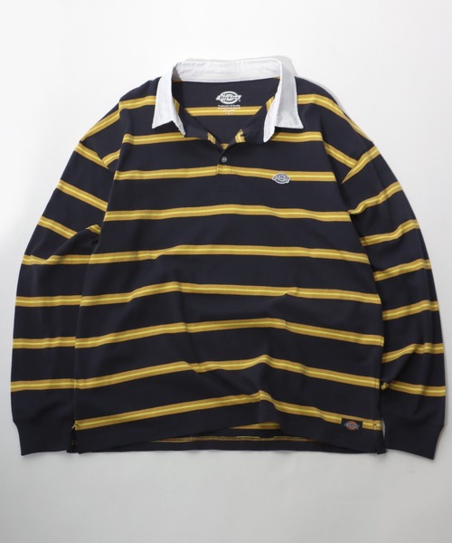 Dickies(ディッキーズ)の「Dickies(ディッキーズ)ボーダーラガーシャツ ロンT(ポロシャツ・メンズ・ホワイト/スミクロ/ネイビー/グリーン・M/L/XL)」の3枚目の写真