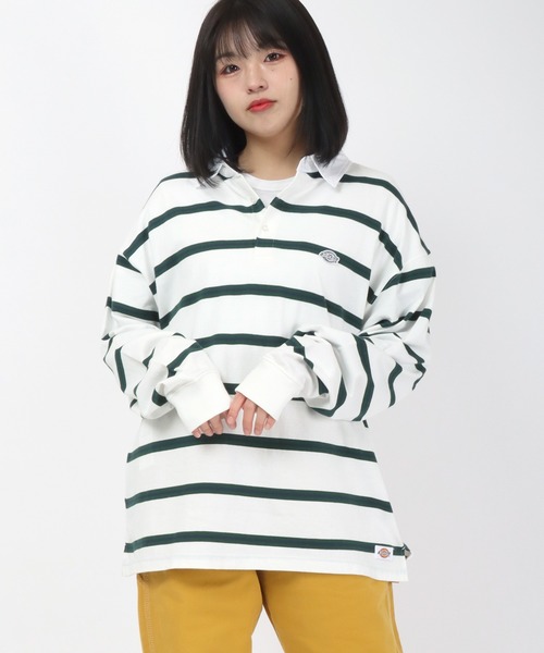 Dickies(ディッキーズ)の「Dickies(ディッキーズ)ボーダーラガーシャツ ロンT(ポロシャツ・メンズ・ホワイト/スミクロ/ネイビー/グリーン・M/L/XL)」の21枚目の写真