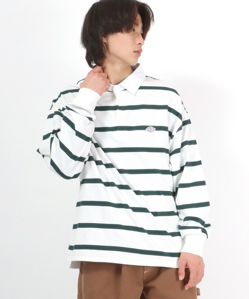 Dickies(ディッキーズ)の「Dickies(ディッキーズ)ボーダーラガーシャツ ロンT(ポロシャツ・メンズ・ホワイト/スミクロ/ネイビー/グリーン・M/L/XL)」の15枚目の写真