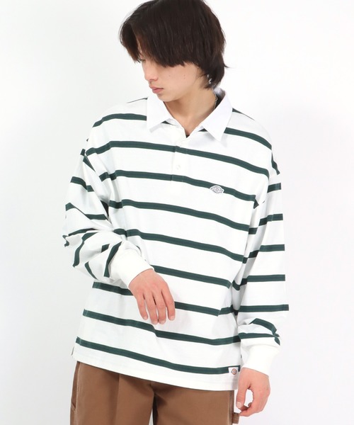 Dickies(ディッキーズ)の「Dickies(ディッキーズ)ボーダーラガーシャツ ロンT(ポロシャツ・メンズ・ホワイト/スミクロ/ネイビー/グリーン・M/L/XL)」の16枚目の写真