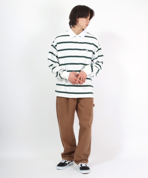 Dickies(ディッキーズ)の「Dickies(ディッキーズ)ボーダーラガーシャツ ロンT(ポロシャツ・メンズ・ホワイト/スミクロ/ネイビー/グリーン・M/L/XL)」の19枚目の写真