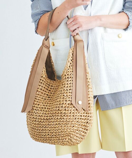 le.coeur blanc（ルクールブラン）の「グログランテープペーパーバッグ（トートバッグ・レディース・ブラック/グレイッシュベージュ・FREE）」の2枚目の写真