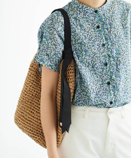 le.coeur blanc（ルクールブラン）の「グログランテープペーパーバッグ（トートバッグ・レディース・ブラック/グレイッシュベージュ・FREE）」の8枚目の写真